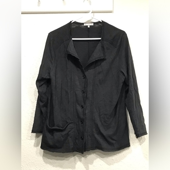 Habitat Beach Front Cardigan Women’s M Black 3/4 Sleeve Button Front Relaxed Fit - Picture 1 of 6